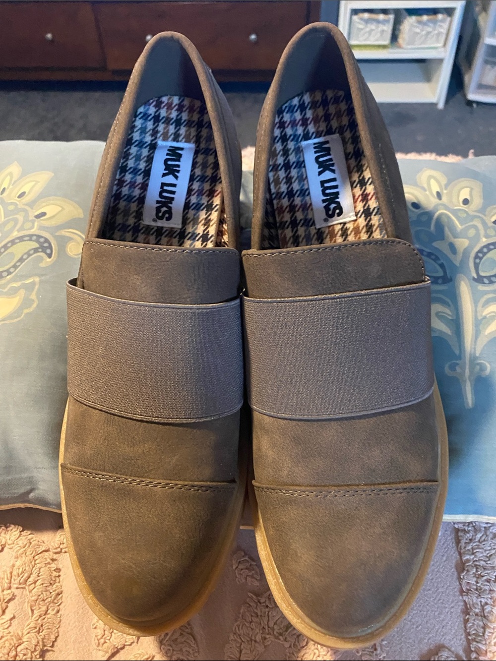 Muk Luks Lucy Lettie Women’s Slip-On Loafers in Taupe Brown